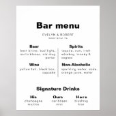 Affiche de menu de bar de mariage élégant minimali (Devant)