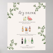 Affiche de menu de bar de mariage illustrée (Devant)