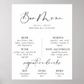 Affiche de menu de bar de mariage noir gris callig (Devant)