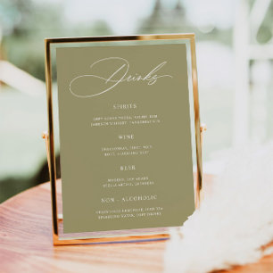 Affiche de menu de bar de mariage vert matcha mini