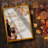 Affiche de menu de bar de Thanksgiving à fleurs di