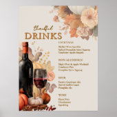 Affiche de menu de bar de Thanksgiving à fleurs di (Devant)