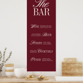 Affiche de menu de bar élégant en Bourgogne Décor (Cuisine)