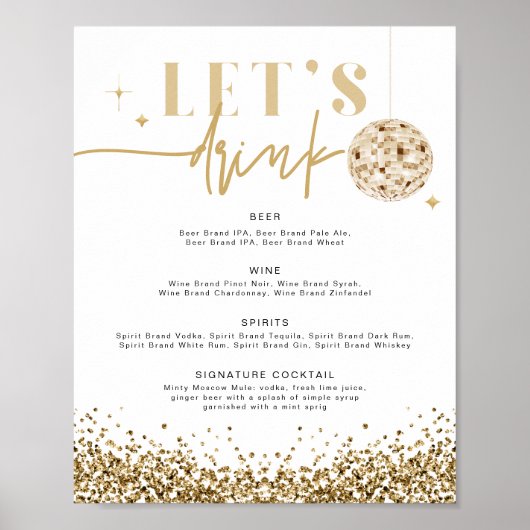 Affiche de menu de bar REGINA Yellow Gold Disco Le (Devant)