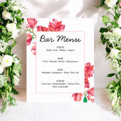 Affiche de menu de bar rose et blanc à motif flora