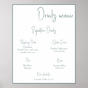 Affiche de menu de boissons de mariage modifiable