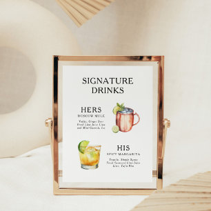 Affiche de menu de cocktail de mariage Boissons Si