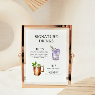 Affiche de menu de cocktail de mariage Boissons Si