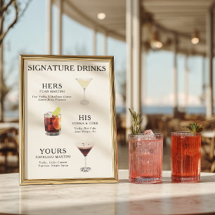 Affiche de menu de cocktail de mariage Boissons Si