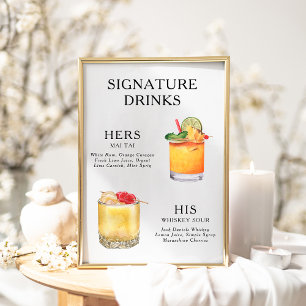 Affiche de menu de cocktail de mariage Boissons Si