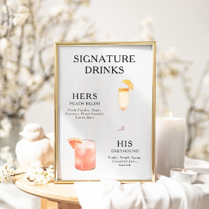 Affiche de menu de cocktail de mariage Boissons Si