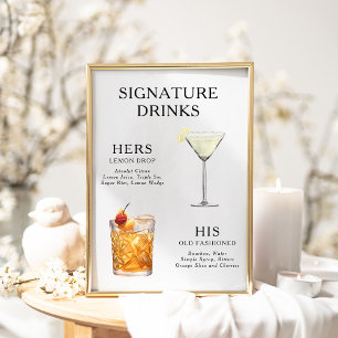 Affiche de menu de cocktail de mariage Boissons Si