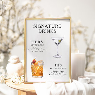 Affiche de menu de cocktail de mariage Boissons Si