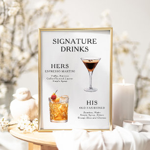 Affiche de menu de cocktail de mariage Boissons Si