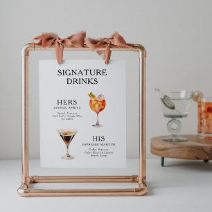 Affiche de menu de cocktail de mariage Boissons Si