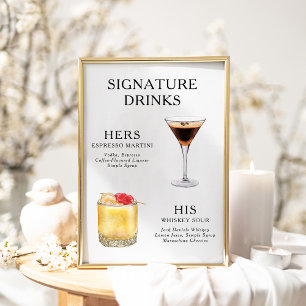 Affiche de menu de cocktail de mariage Boissons Si