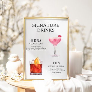 Affiche de menu de cocktail de mariage Boissons Si