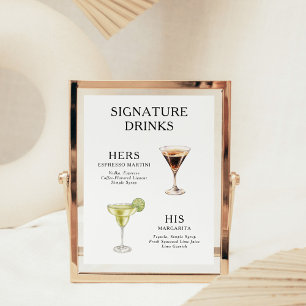 Affiche de menu de cocktail de mariage Boissons Si