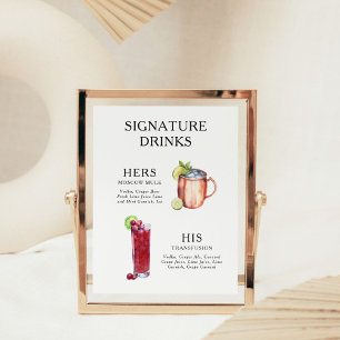 Affiche de menu de cocktail de mariage Boissons Si