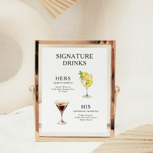 Affiche de menu de cocktail de mariage Boissons Si