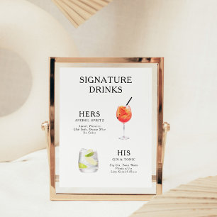 Affiche de menu de cocktail de mariage Boissons Si
