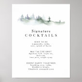 Affiche de menu de cocktails signature Pine Crest (Devant)