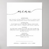 AFFICHE DE MENU DE MARIAGE Calligraphie Élégante A (Devant)