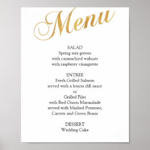 Affiche de menu de mariage en or. Menu de dîner él