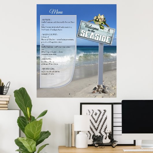 Affiche de menu de mariage sur la plage (Bureau à domicile)
