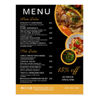 Affiche de menu de restaurant modifiable