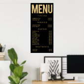 Affiche de menu de salon à paillettes Noir & Or (Bureau à domicile)