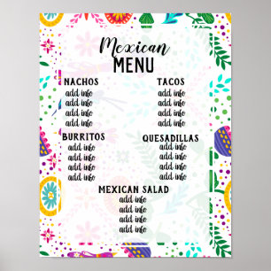 affiche de menu mexicain 
