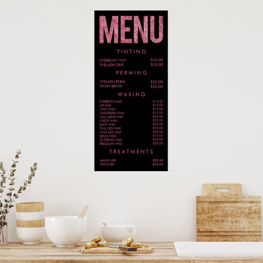 Affiche de menu pour le Salon de glitter Léopard R (Cuisine)