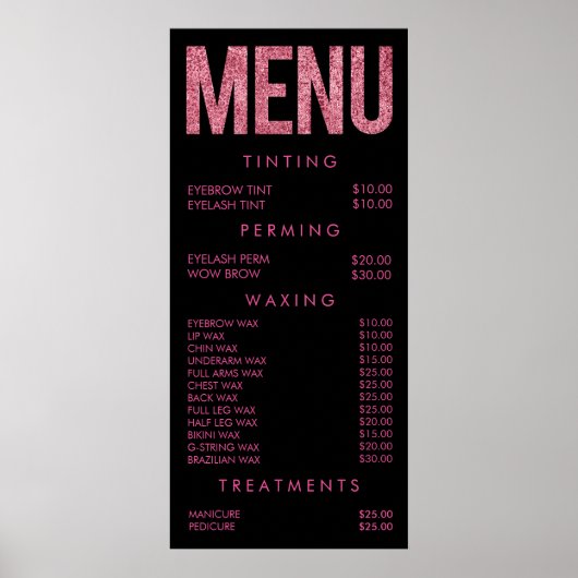 Affiche de menu pour le Salon de glitter Léopard R (Devant)
