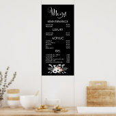 Affiche de menu pour salon de glitter noir et rose (Cuisine)