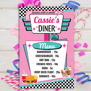 Affiche de menu vintage du diner des années 50