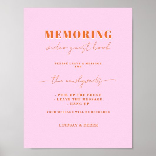 Affiche de message de livre d'or Memoring (Devant)