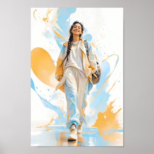 Affiche de mode de rue bleu or moderne (Devant)