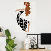 Affiche de mode Fille heureuse dansant Noir Blanc (Bureau à domicile)