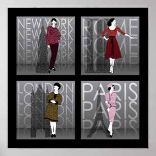 Affiche de mode Londres, de New York, de Paris et