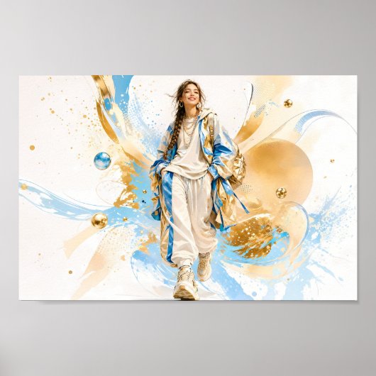 Affiche de mode Streetwear Blue Gold (Devant)