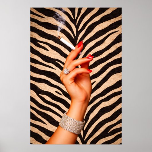 Affiche de mode Zebra Glam, main de cigarette de l (Devant)