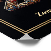 Affiche de monogramme de lettre Z baroque de luxe (Coin)