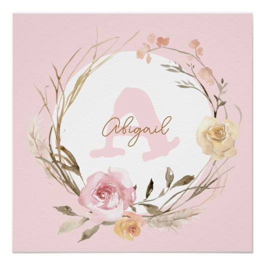 affiche de monogramme de nursery (Devant)