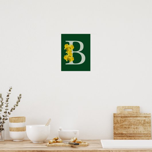 Affiche de monogramme initiale B de jonquille (Cuisine)
