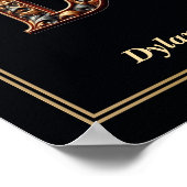 Affiche de monogramme lettre D baroque de luxe (Coin)