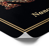 Affiche de monogramme lettre N baroque de luxe (Coin)