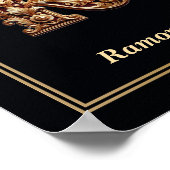 Affiche de monogramme lettre R baroque de luxe  (Coin)