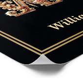Affiche de monogramme lettre W baroque de luxe (Coin)