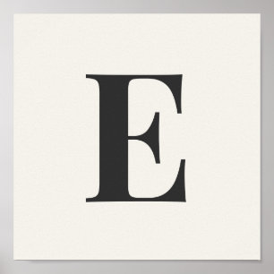 Affiche de monogramme minimaliste Initiale grise